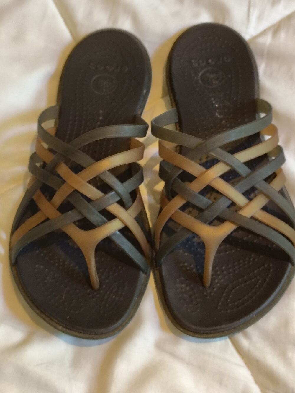 Crocs Isabella Huarache Strappy Jelly Sandals Brown Tan W8